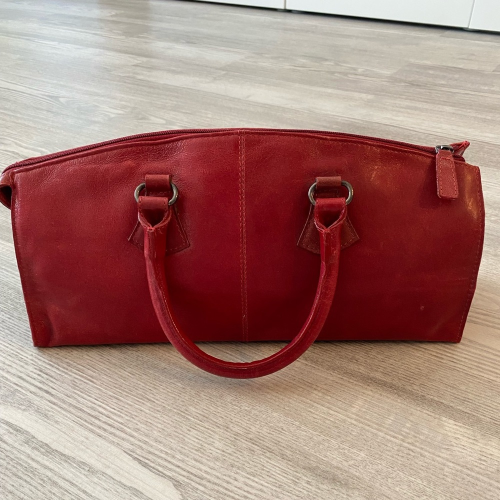 Genuine leather red purse - unique shape! Worn once
